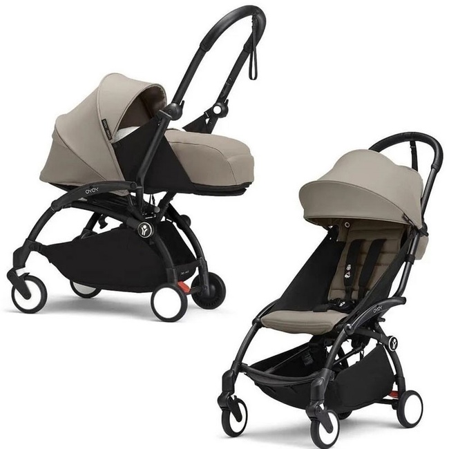Коляска 2 в 1 Stokke YoYo³ Newborn pack Taupe чёрная рама