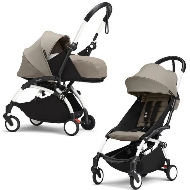 Коляска 2 в 1 Stokke YoYo³ Newborn pack Taupe белая рама