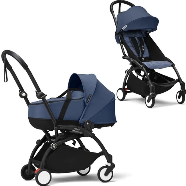 Коляска 2 в 1 Stokke YoYo³ Bassinet Air France чёрная рама