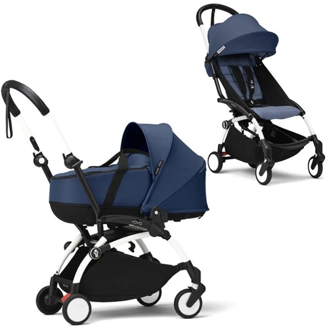 Коляска 2 в 1 Stokke YoYo³ Bassinet Air France белая рама