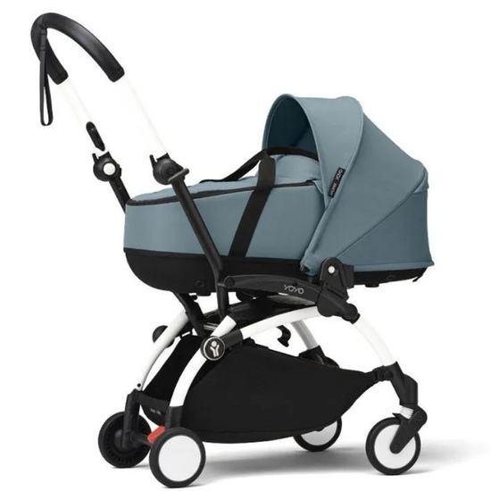 Коляска 2 в 1 Stokke YoYo³ Bassinet Aqua белая рама - 1