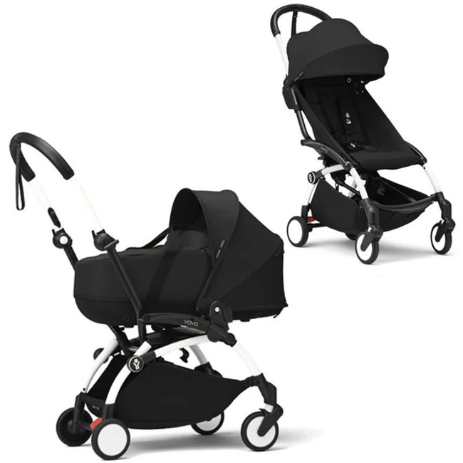 Коляска 2 в 1 Stokke YoYo³ Bassinet Black белая рама