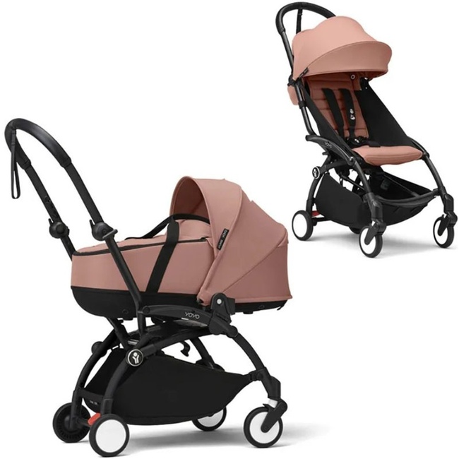 Коляска 2 в 1 Stokke YoYo³ Bassinet Ginger чёрная рама