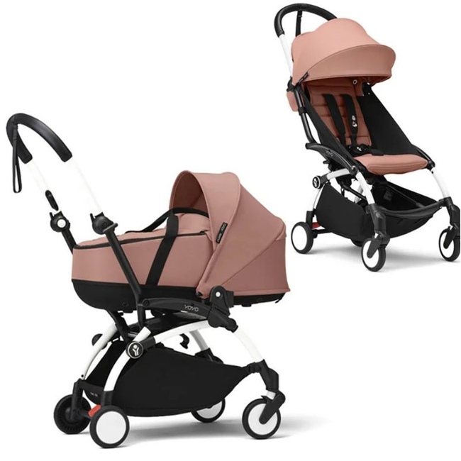 Коляска 2 в 1 Stokke YoYo³ Bassinet Ginger белая рама