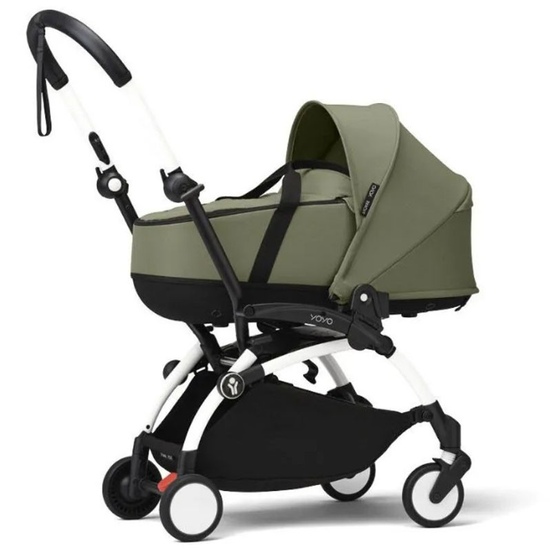 Коляска 2 в 1 Stokke YoYo³ Bassinet Olive белая рама - 1