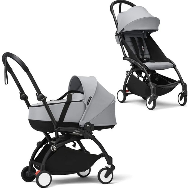 Коляска 2 в 1 Stokke YoYo³ Bassinet Stone чёрная рама