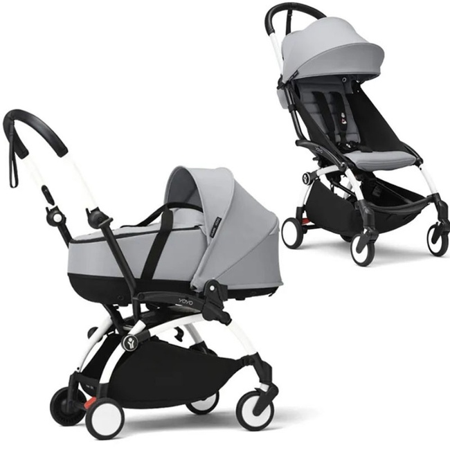 Коляска 2 в 1 Stokke YoYo³ Bassinet Stone белая рама