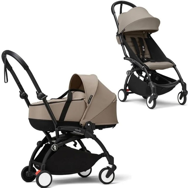 Коляска 2 в 1 Stokke YoYo³ Bassinet Taupe чёрная рама