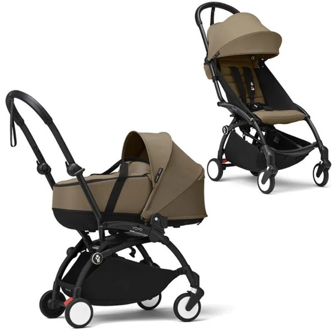 Коляска 2 в 1 Stokke YoYo³ Bassinet Toffee чёрная рама
