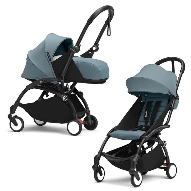 Коляска 2 в 1 Stokke YoYo³ Newborn pack Aqua чёрная рама