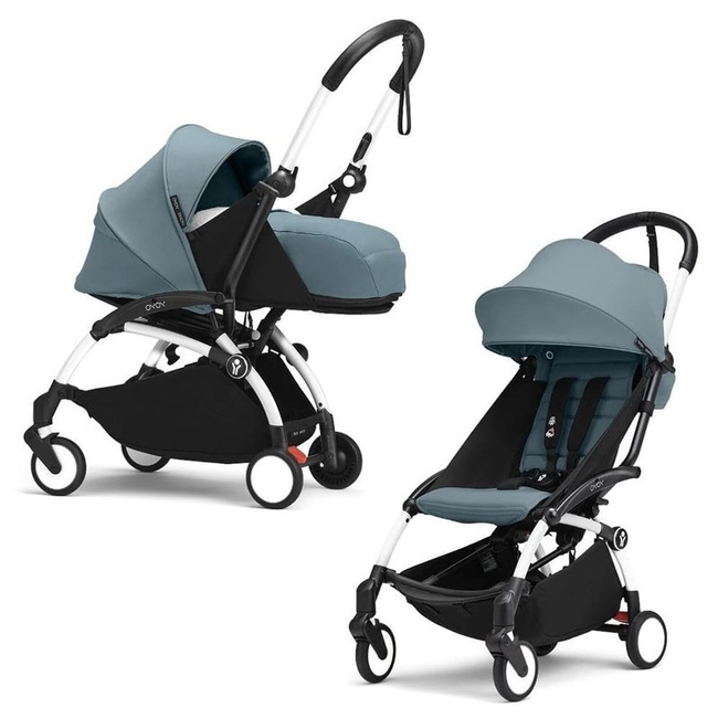 Коляска 2 в 1 Stokke YoYo³ Newborn pack Aqua белая рама