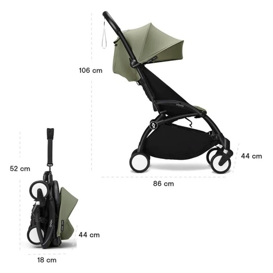 Коляска 2 в 1 Stokke YoYo³ Bassinet Olive чёрная рама - 3
