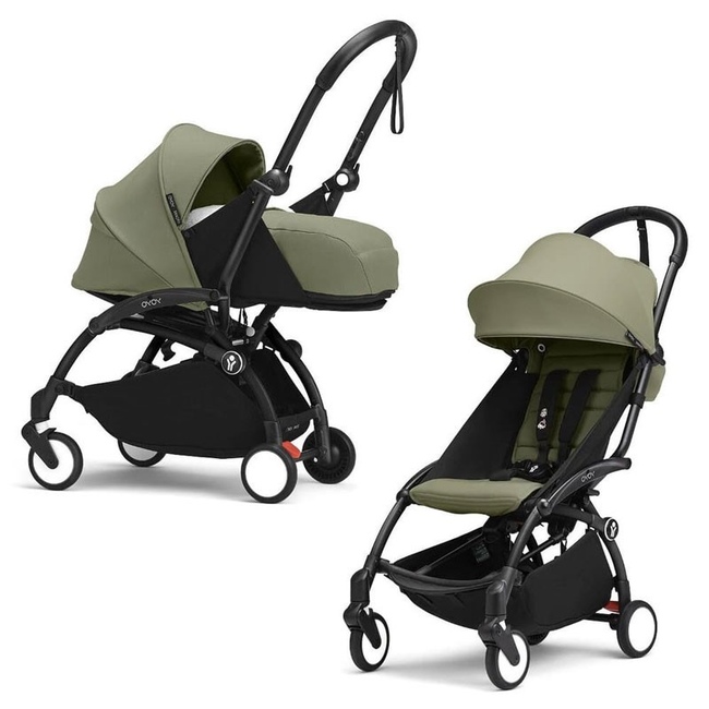 Коляска 2 в 1 Stokke YoYo³ Newborn pack Olive чёрная рама