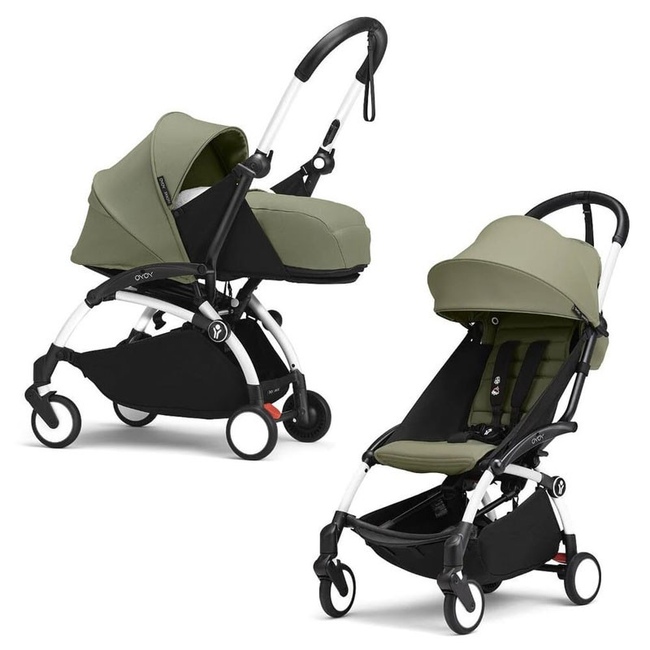 Коляска 2 в 1 Stokke YoYo³ Newborn pack Olive белая рама