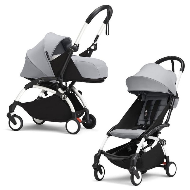 Коляска 2 в 1 Stokke YoYo³ Newborn pack Stone белая рама