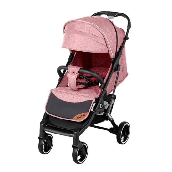 Прогулочная коляска Dearest Коляска прогулочная 819 PLUS полная комплектация с сумкой для мамы, дымчато-розовый/черная рама, цвет шасси: черный